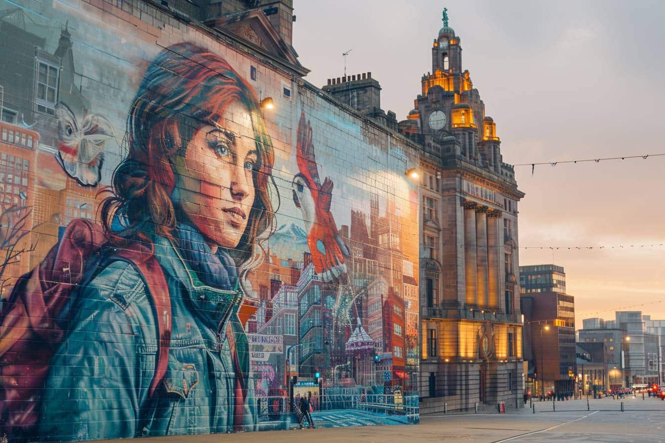 Fresques murales colorées de Liverpool en plein air