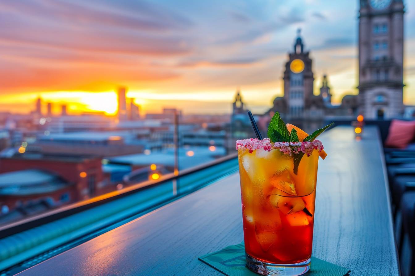 Bars en terrasse avec vue sur les toits de Liverpool