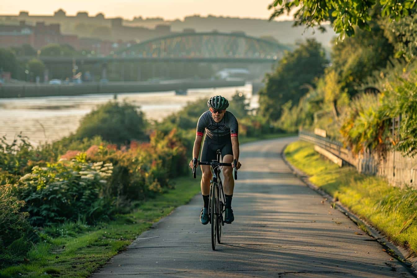 Vélo sur un chemin à Liverpool avec des cyclistes